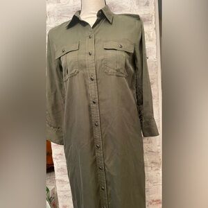 Ralph Lauren Olive Long Sleeve Shirt Dress